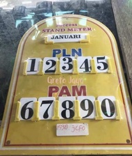 Papan PDAM PLN stand meter Nomer Nomor No Petunjuk Angka Bulan PLN PDAM