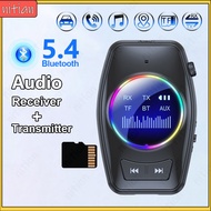 Bluetooth 5.4 Audio Adapter 2 in 1 Audio Transmitter Receiver 3.5MM AUX Jack TF Card Play With Displ