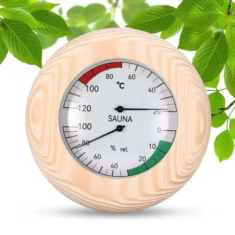 Portable Wooden Sauna Thermometer round Hygrometer Temperature Measurement Tool for Sauna Rooms Acce