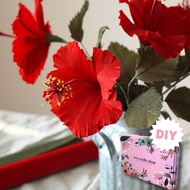 Paper Flower DIY Kit, Crepe Paper Hibiscus Flowers, 2 Bunches, Includes Video Instructions