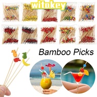 WITAKEY Cocktail Fork, Picnic Party Supplies Wooden Bamboo Pick,  Disposable Cocktail Pick Food Cupc