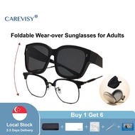 CAREVISY Foldable Clip on Sunglasses Wear Over Spectacles for Myopia UV400 Protection Anti Glare Dri