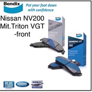 Mitsubishi Bendix Front Brake Pad - Mitsubishi Triton VGT/ Nissan NV200