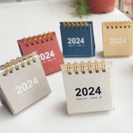 2024 Simple Solid Color Mini Desktop Paper Simple Calendar Dual Daily Scheduler Table Planner Yearly Agenda Organizer Desk kids Stationery gift