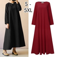 Ready Stock Blk4XL (S-5XL) Plus size cheongsam qipao oriental modern modest muslimah abaya jubah long sleeve maxi dress