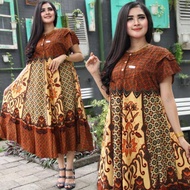Daster jumbo model payung sogan baju batik pekalongan monocrom size besar lengan pendek tumpuk busui