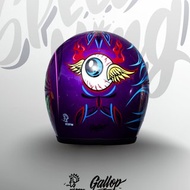 日本 虹彩屋 × Gallop- SPEED KING 復古安全帽 紫色
