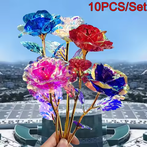 24K Golden Rose Eternal Flower Arrangement in Glass Dome Romantic Valentines Gift for Women Her Wedd
