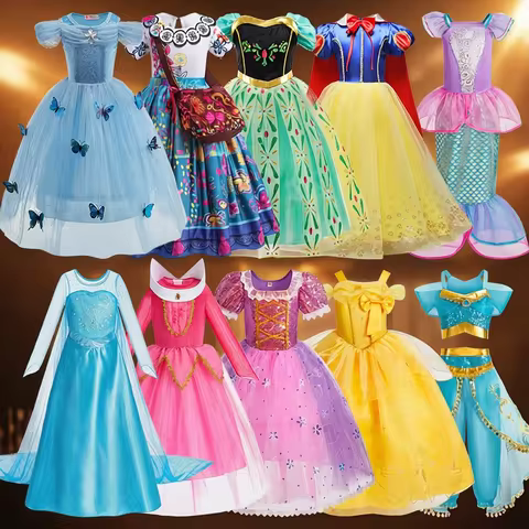 Girls Princess Dress Kids Birthday Layered Dress Christmas Kids Cinderella Rapunzel Rapunzel Perform