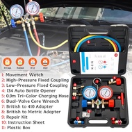 R134a Mobil Ac Pressure Mainfold Gauge Hose Kit Alat Pengukur Manifold Ac Pendingin Set Alat Perawat