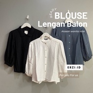 Korean Style Linen Blouse with Balloon Sleeves Women's Blouse Vintage Blouse Blouse Women Korean Sty