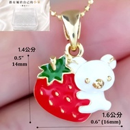 Ready Stock Super Mini Bear Necklace Bear Hug Love Romantic Cute Sweet Strawberry Fashion 38cm Short
