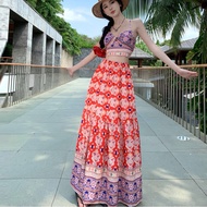 Bohemian crop top + beach skirt Set
