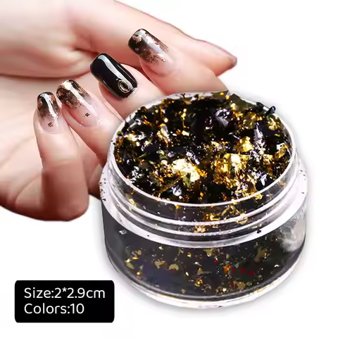 Black Foil Flakes Gold Leaf Flakes for Nail Arts Decoration Painting Gliding Crafts Colorful Alloy D