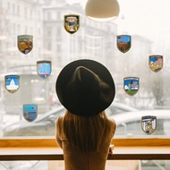 征服世界玻璃貼系列金蔥美國玻璃靜電貼紙 一套9入 靜電玻璃