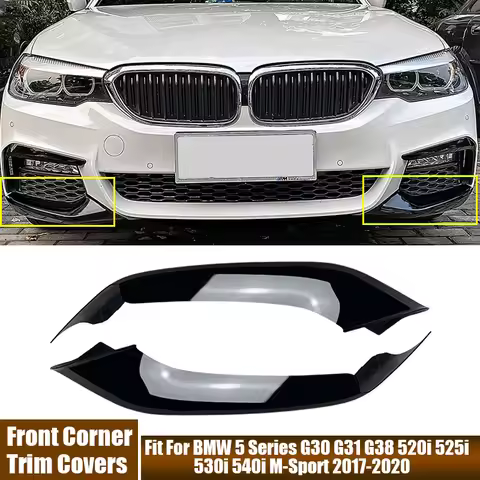 2Pcs Car Front Bumper Side Corner Trim Covers Fit For BMW 5 Series G30 G31 G38 520i 525i 530i 540i M