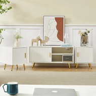 White Tv Stand For 80in Tv Free Combination Entertainment Center Shelf,metal Leg