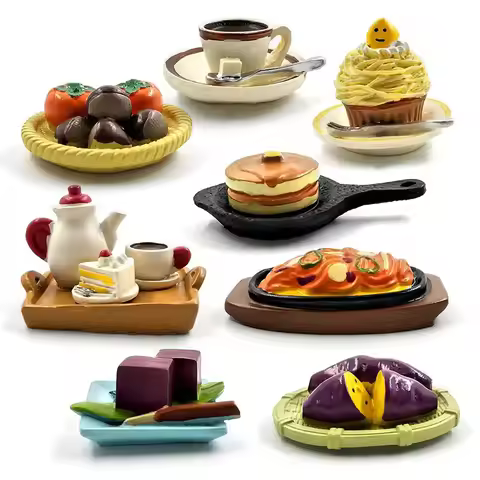 1pc Simulation Food Coffee Cake Mini figurine Decor Decole Garden cartoon character statue Model Res