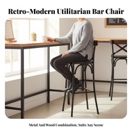 With Backrest X-Back Counter Stool Integrated Footrest High Chair Industrial Design Seating Furnitur