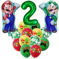 15pcs Mario Luigi Birthday Balloons Anime Game Figure Balloon Number Party Decoration Kid Supplie