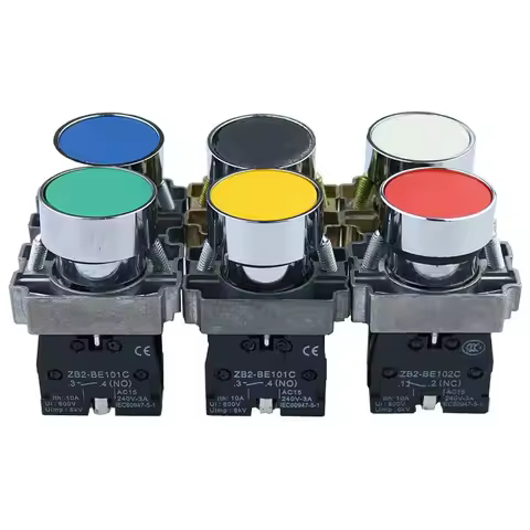 Momentary Push Button Switch 22mm 10A/240V Circular Small Size Flat Round Panel NC/NO XB2-BA31 XB2-B