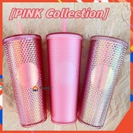 710ml/24oz Starbucks Pink Series Tumbler Thermos Mermaid Scales Cup Double Layer Plastic Straw Cup Barbie Pink Collection