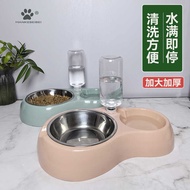 Dog Bowl Dog Bowl Double Bowl Automatic Drinking Water Dog Bowl Cat Food Bowl Cat Water Bowl Pet Ric