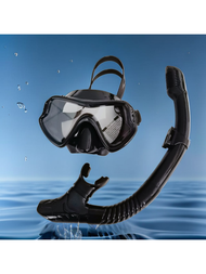1套成年人潛水裝備,包括潛水面鏡、呼吸管、鋼化玻璃泳鏡和全面罩潛水面鏡