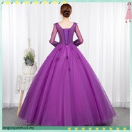 Purple Emcee Lady Dinner Full Dress Formal Long Evening Maxi Dress Party Ball Gown Gaun Pengantin Pa