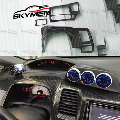 For Civic FD2 RHD Carbon Fiber Air Condition Vents Function Board Cover Stick on Type For FD2 Car St