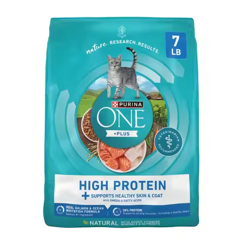 Plus Natural High Protein Dry Cat Food Salmon and Ocean Whitefish Skin and Coat Health Formula, 7 lb