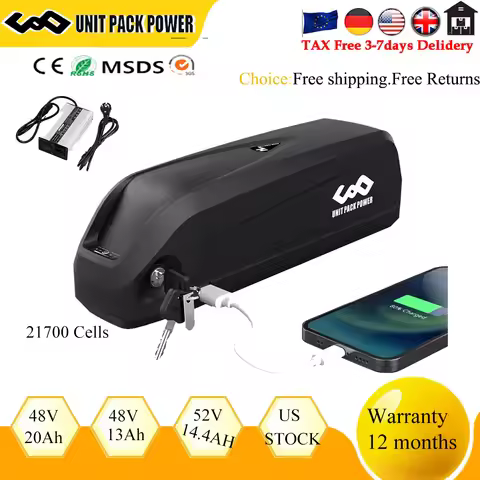 5PINS Hailong EBike Battery 21700 Cells 36V 24AH 48V 20AH 52V 13AH 14.4AH 40A BMS 18650 for 1000W 75