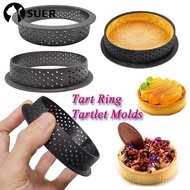 SUERHD Tart Ring Cutting Mold, Perforated Kitchen Baking Tools Cake Mold Ring, Durable Heat Resistant Round French Dessert Cake Mould