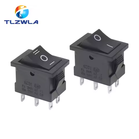 1PCS 6A/250V 10A/125V 6 Pin 21*15 mm 2 Position 3Position Boat Rocker Switch on off Switch KCD1 Blac
