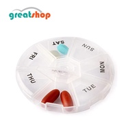 7 Days Medicine Pill Box Mini Round Portable Travel Storage Vitamin Box