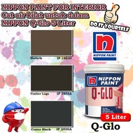 Nippon paint Q Glo Interior 5 Liter Morsels 1863D / Timber Logs 1855A / Crater Black 2030A