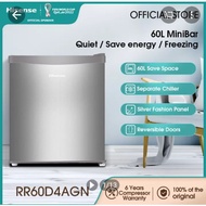 Hisense Single Door 1-Door 60L Mini Bar Refrigerator Fridge Peti Sejuk 冰箱 RR60D4AGN (Silver) / RR60D4ABN (Black