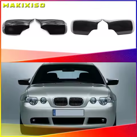 Carbon Fiber Bright black Side Rearview Mirror Cover For BMW 3 5 E39 E46 525i 528i 530i 540i 323i 33