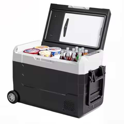 Portable Car Refrigerator 42QT Dual-Zone Electric Cooler for Vehicles with Wheels Cutting Board -4-6