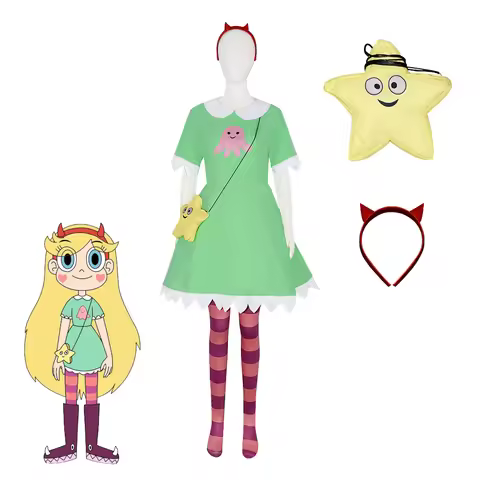 Adult Princess Star Butterfly Cosplay Costume Star vs. the Forces of Evil Green Octopus Dress with S