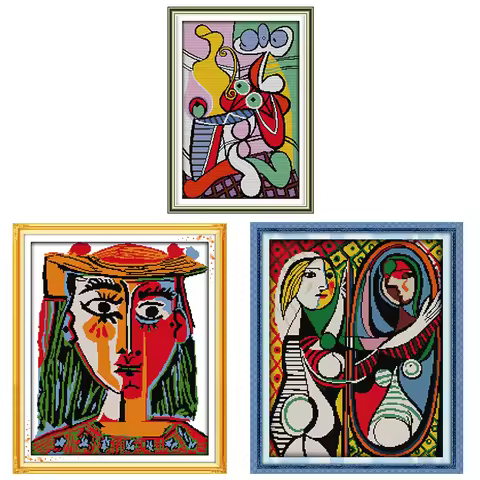 Joy Sunday Stamped Cross Stitch Kit Picasso's Painting Patterns 14CT 11CT Counted Fabric Handmade DI