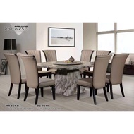 Modern Design 1+8 Seater Round  Marble Dining Set With Lazy Susan