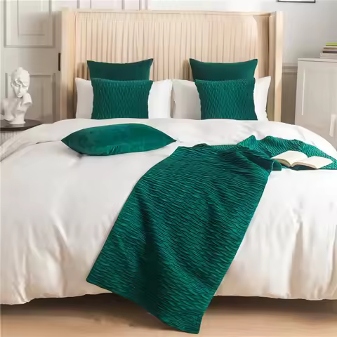 Velvet Solid Color Bedspread Bed Runner Throw Home Hotel Bedroom Bedding Wedding Decor Bed Tail Towe
