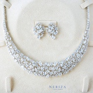 Neriza Jewelry/ชุดเครื่องประดับเพชรสังเคราะห์สร้อยคอ ต่างหู ประกายเทียบเท่าเพชรแท้ NSW049