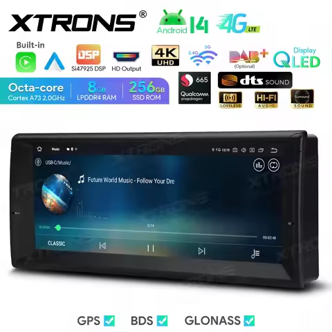 XTRONS 10.25" Android 14 HD Car Radio For E39/E39 M5/ E38 Octa Core 8+256GB Car Stereo Built In 4G D