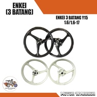 Sport Rim Enkei 3 batang Y15ZR/ Y15Z/Y15 warna susu putih, hitam mati - Size 1.4/1.6-17 / 1.6/1.6-17