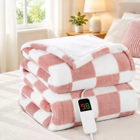 Pink Heated Blanket Electric Throw 50"X60"