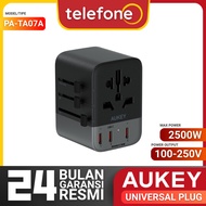 AUKEY PA-TA07A Universal Travel Adapter GaN Type C 35W 5 Multiple Ports UK US EU Mode 2 USB a & 3 US