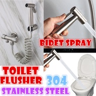 《SG Local stock》Stainless steel Toilet bidet Spray bathroom cleaner car wash flusher Stretch hose pipe high quality