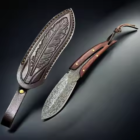 Outdoor Pocket Knife High Hardness Patterned Leaf Blade Camping Jungle Survival Practical Multi-purp